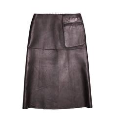 Prada Brown Reversible Leather & Camel Skirt