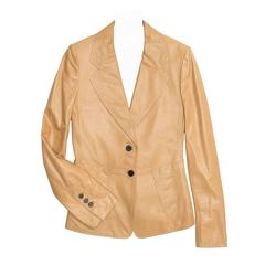 Yves Saint Laurent Tan Leather Fitted Blazer 5