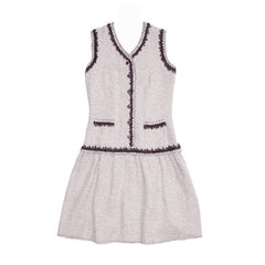 Chanel Silver & Burgundy Drop Waisted Sleeveless Dress
