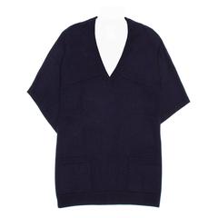 Chanel Navy Cashmere Short Kimono Style Sleeved Sweater