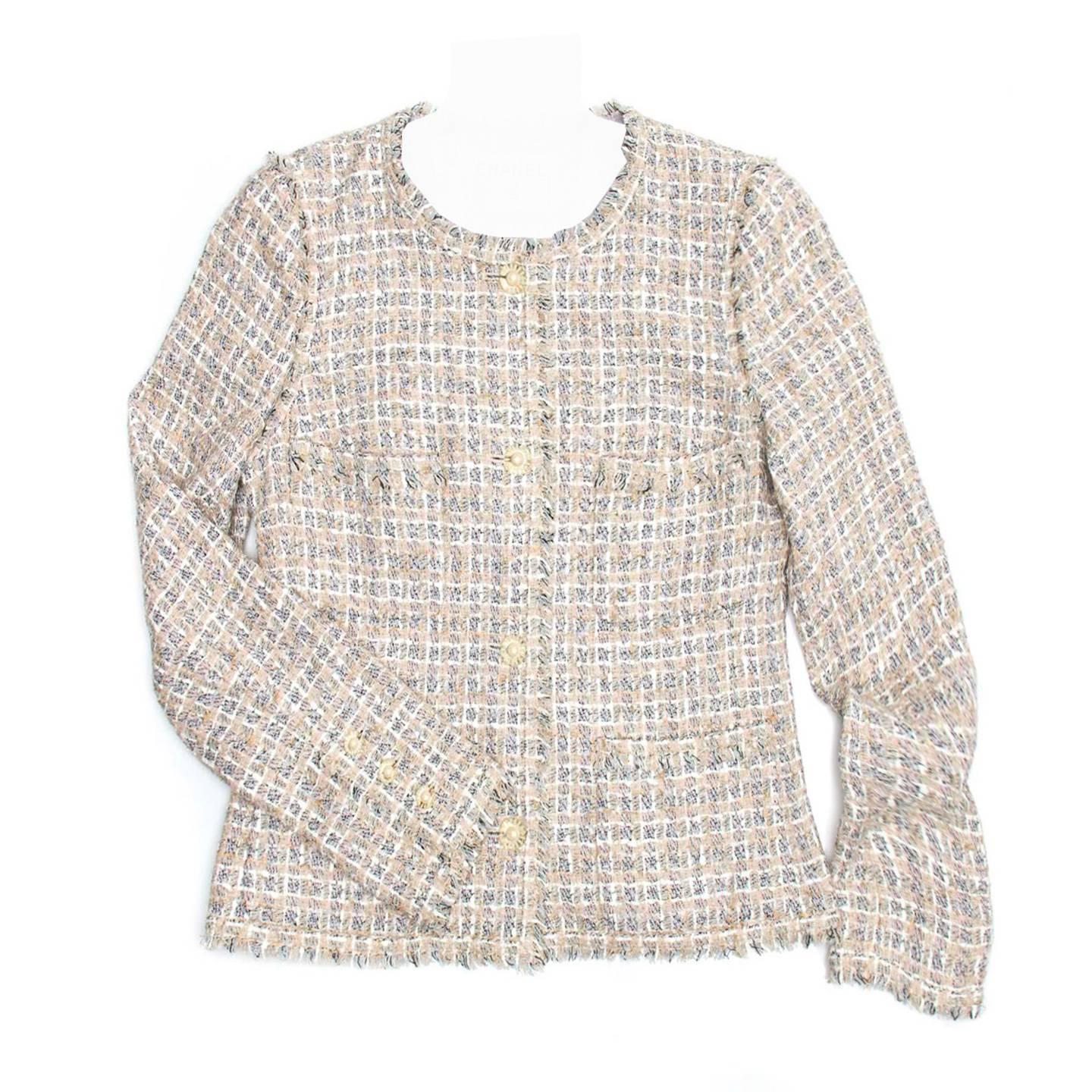 Chanel Multicolor Cotton Tweed Jacket For Sale