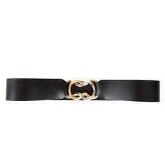 Balenciaga NEW Black Leather Gold Silver Criss Cross Buckle Waist Belt in Box