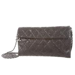 Chanel Limited Edition Black Sequin Silver Flap Evening Crossbody Shoulder Bag
