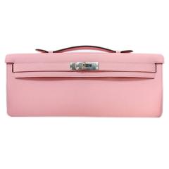 Hermes Kelly Cut Swift Rose Sakura Palladium Hardware.