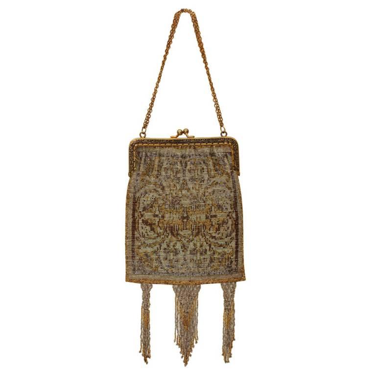 1920s Gilt Frame Beaded Flapper Bag