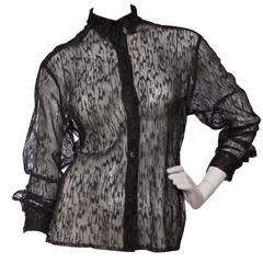 90s Alaïa Black Lace Shirt 1