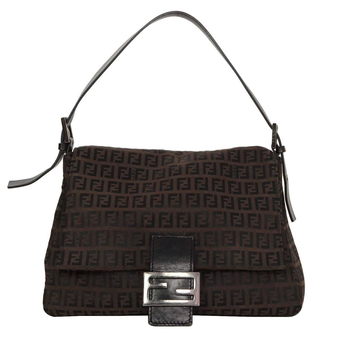Fendi Brown Zucca Mama Baguette Shoulder Bag SHW