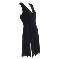 Moschino 1990s Vintage Little Black Dress Peek a Boo Panels Stripes 6