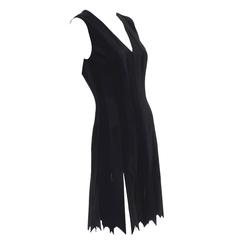 Moschino 1990s Vintage Little Black Dress Peek a Boo Panels Stripes 6 12
