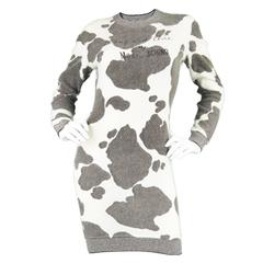1980's Moschino Cow Print Fuzzy Sweater Dress 12