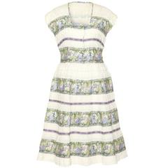 1950s Novelty Austrian Style Musical Themed Cotton Dress 2
