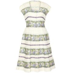 1950s Novelty Austrian Style Musical Themed Cotton Dress