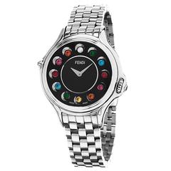 Fendi Women's Crazy Carats Black Diamond Dial Stainless Steel Swiss Quartz Watch