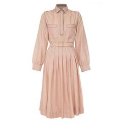 1970s Early Label Bluemarine Pale Pink Silk Shirt Dress 4