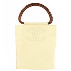 CHANEL Caviar Small Shopping Tote with Wood Handle 
