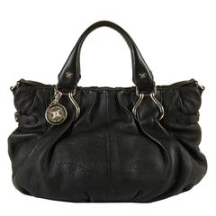 As NEW Celine Black 'Veau Grene' Jumbo Shoulder Bag with Palladium Hardware