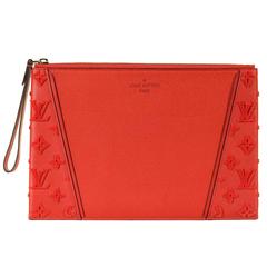 Fabulous Louis Vuitton 27cm Red Monogram Taurillon Leather Clutch Bag