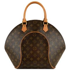 Louis Vuitton 'Sac Ellipse' GM 26cm Logo Bag with Natural Leather Trim & Gold HW