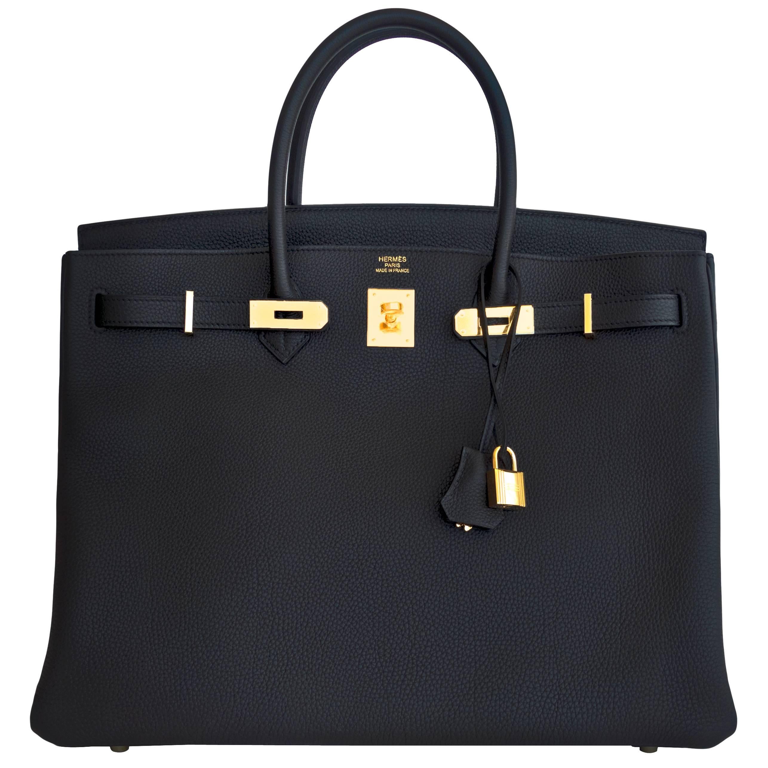 Hermes Black 40cm Togo Birkin Gold Hardware GHW Power Birkin