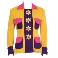 Retro Circa 1990 Gemma Kahng Multi Color Skirt Suit