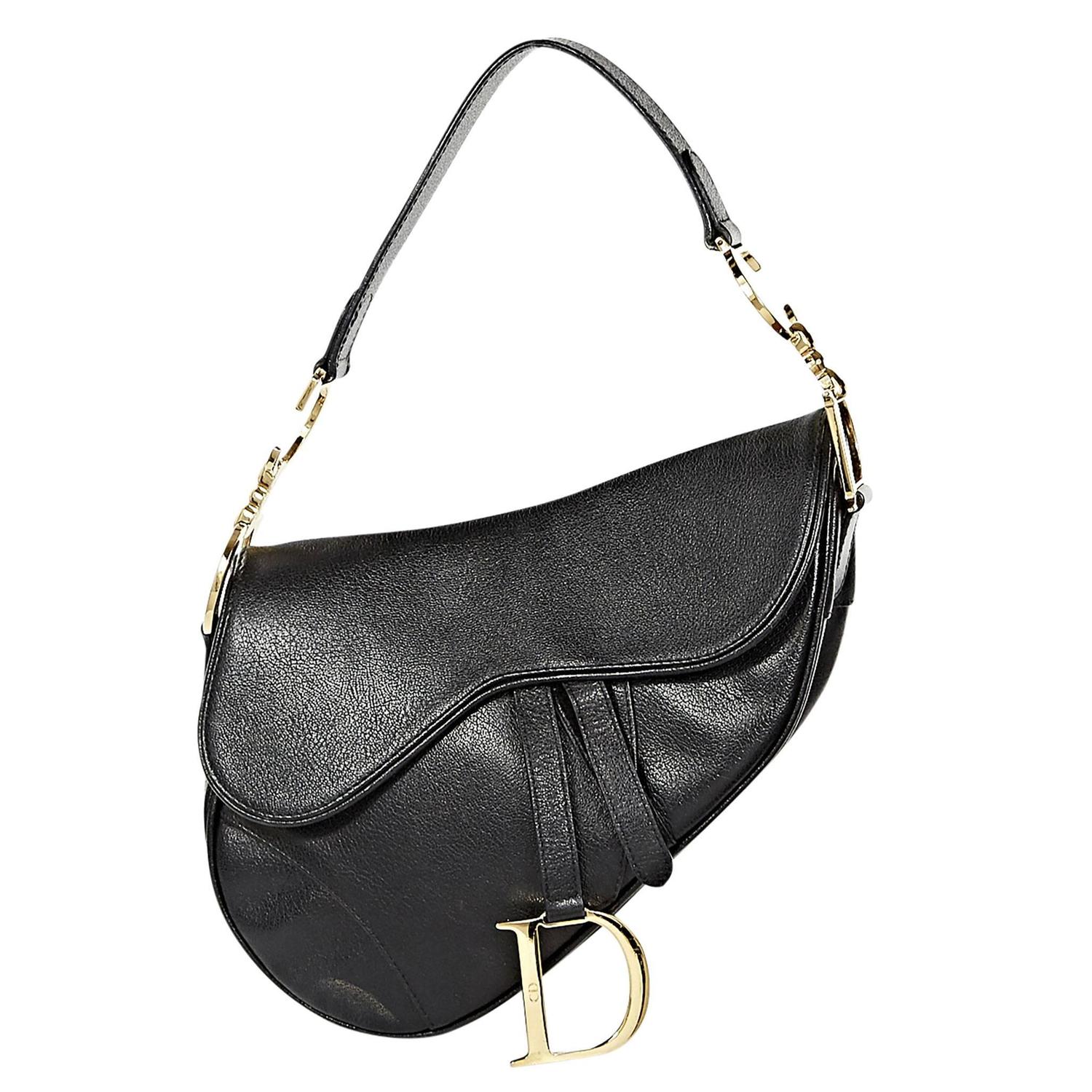 Black Christian Dior Leather Saddle Bag at 1stdibs