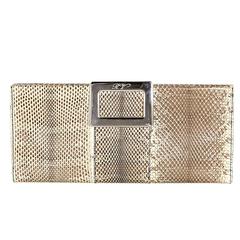 Beige & Brown Roger Vivier Snakeskin Clutch