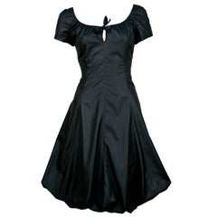 1990's THIERRY MUGLER black silk dress with bubble hemline