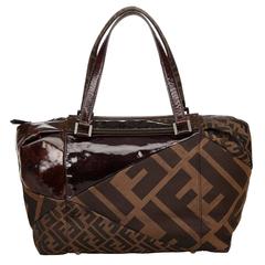 Retro Fendi Brown Zucca Jacquard Shoulder Bag