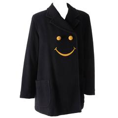 Retro Moschino Smiley Face Pea Coat