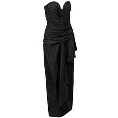 1980's Vicky Tiel Black strapless gown