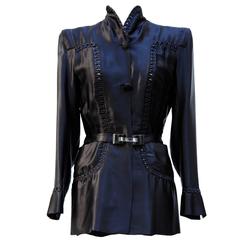 1935 circa Nina Ricci Haute Couture Gorgeous Black Satin Jacket (veste en satin noir)   