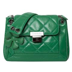 Chanel Green Quilted Bag with Clover Charm