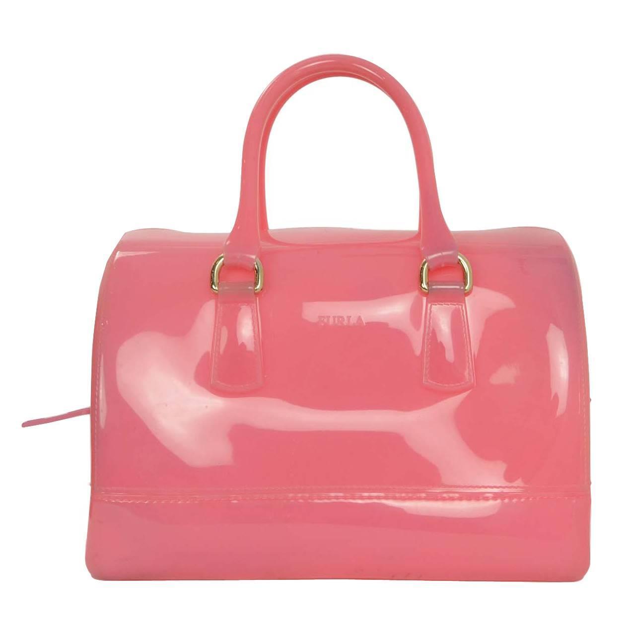 Furla Pink Rubber Boston Bag GHW at 1stdibs