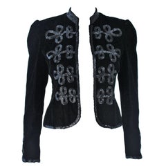 OSCAR DE LA RENTA Black Velvet Beaded Jacket Size 4