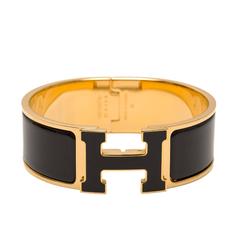 Hermes Black/Black Enamel H Clic Clac H Wide Enamel Bracelet PM