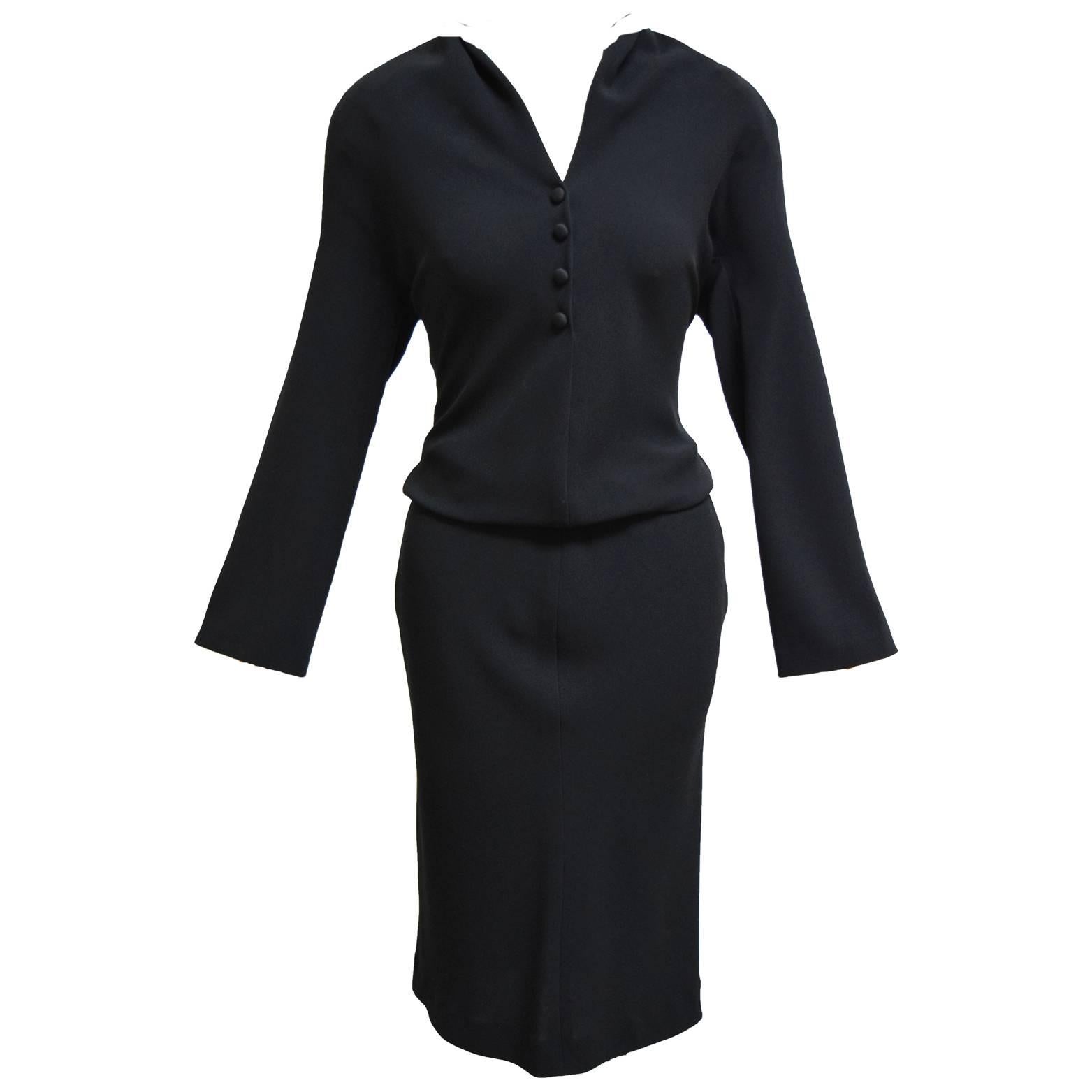 Donna Karan Evening Long Sleeved Shirt-waisted Dress For Sale