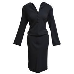 Vintage Donna Karan Evening Long Sleeved Shirt-waisted Dress