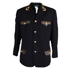 Gianni Versace 1992 Herren Wolle & Leder Nietenjacke