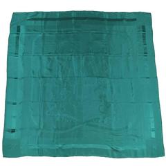 HERMES Abyss Green Silk Jacquard Foulard Brides de Gala Scarf