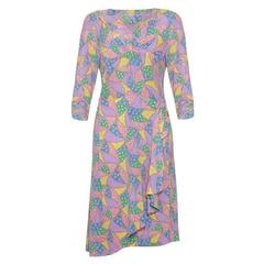 1940s Novelty Print Colouful Rayon Patchwork Dress 10