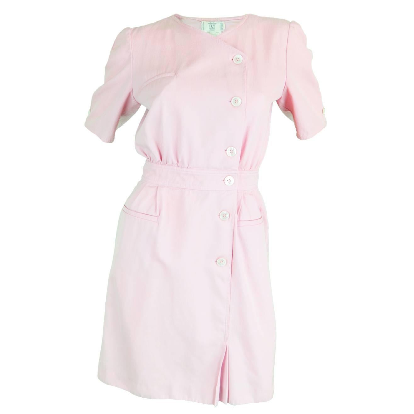 1980's Valentino Pastel Pink Light Wool Dress