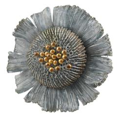 Talosel Brooch Pin blue gray color by Monique Vedie, Line Vautrin Student 7