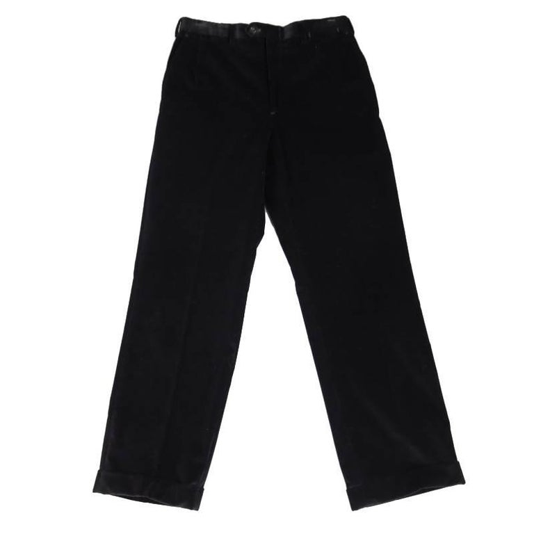 BRIONI Size 32 Black Corduroy Cuffed Hem Dress Pants For Sale at 1stDibs