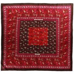 Hermès Red Chasse en Inde Silk Scarf- 90 cm