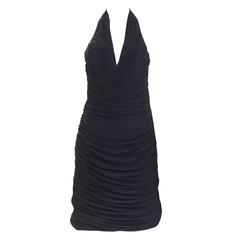 80s Vicky Tiel matte jersey halter cocktail dress 1