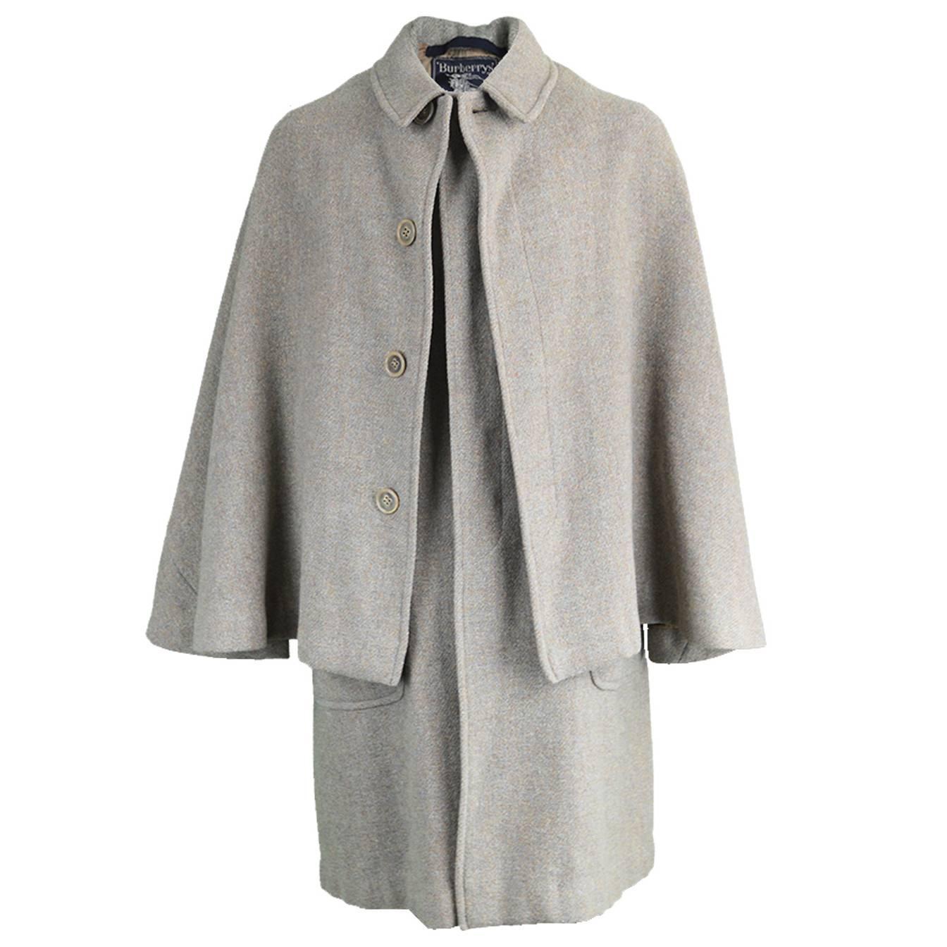 Vintage 1960's Burberry Harris Tweed Men's Cape Coat For Sale at 1stdibs