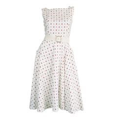 Vintage 1960s Louis Feraud White Cotton Space Age Mod Dress