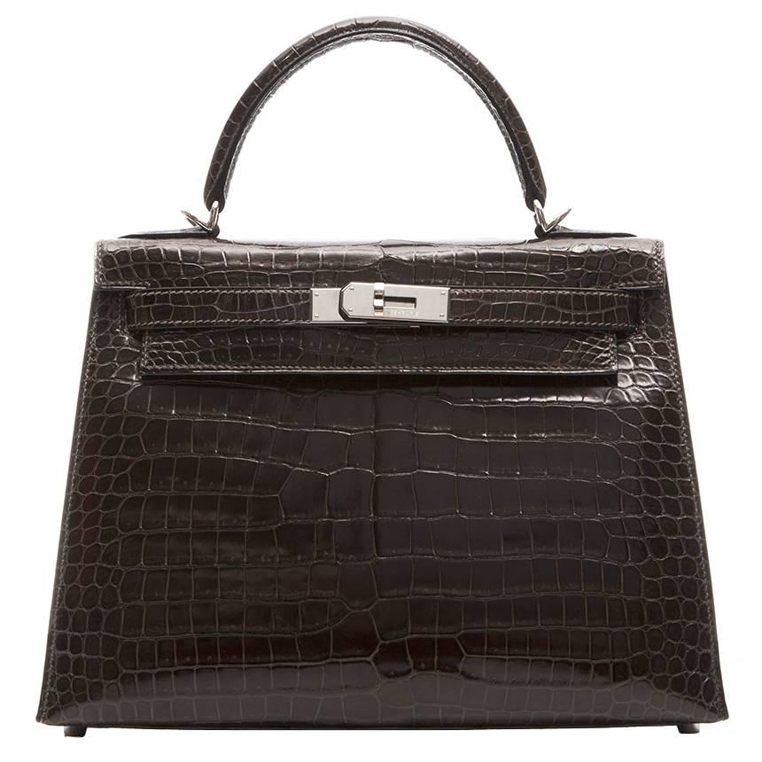 Hermes 28cm Cocaon Porosus Crocodile Kelly Bag