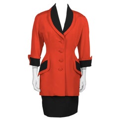 1980's Isabelle Allard Red Skirt Suit
