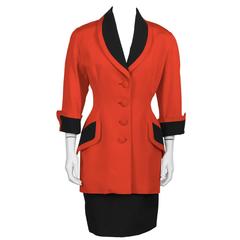 1980's Isabelle Allard Red Skirt Suit 10